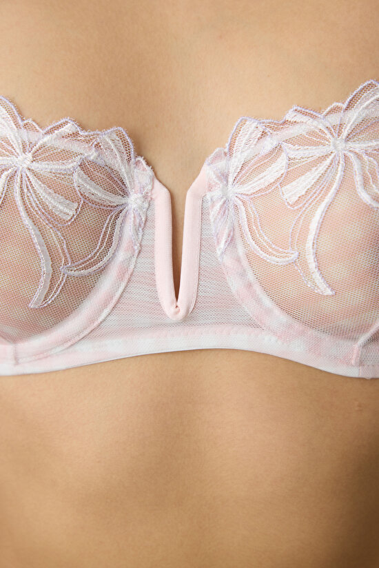 V Wire Broderie Pembe Sütyen V Wire Broderie Pembe Sütyen - 3