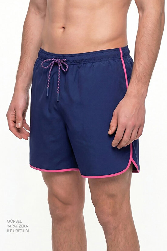 Man Navy Pink Binding Shorts - 3