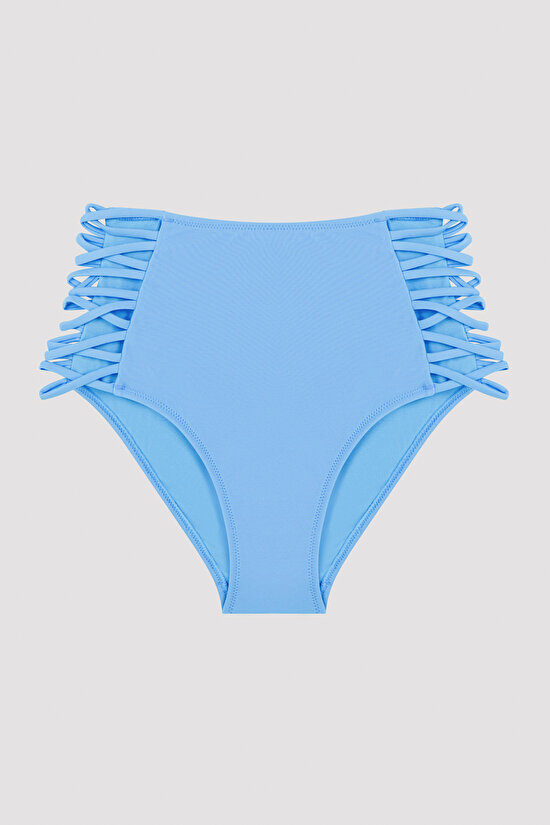 Mavi Basic Yanları İp Detaylı Yüksek Bel Bikini Altı - 4