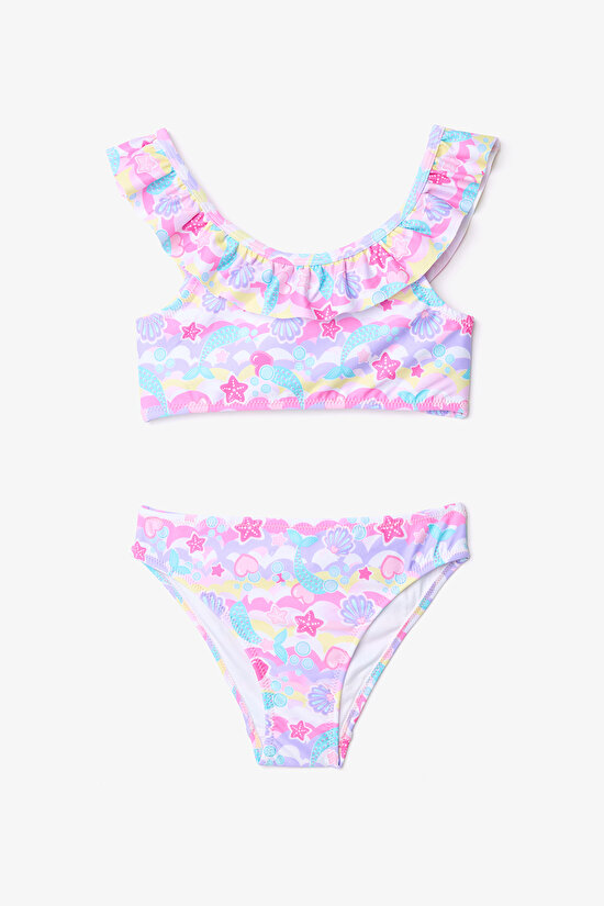 Kız Çocuk Star Shell  Fırfırlı Halter Yaka Bikini Takımı - 1