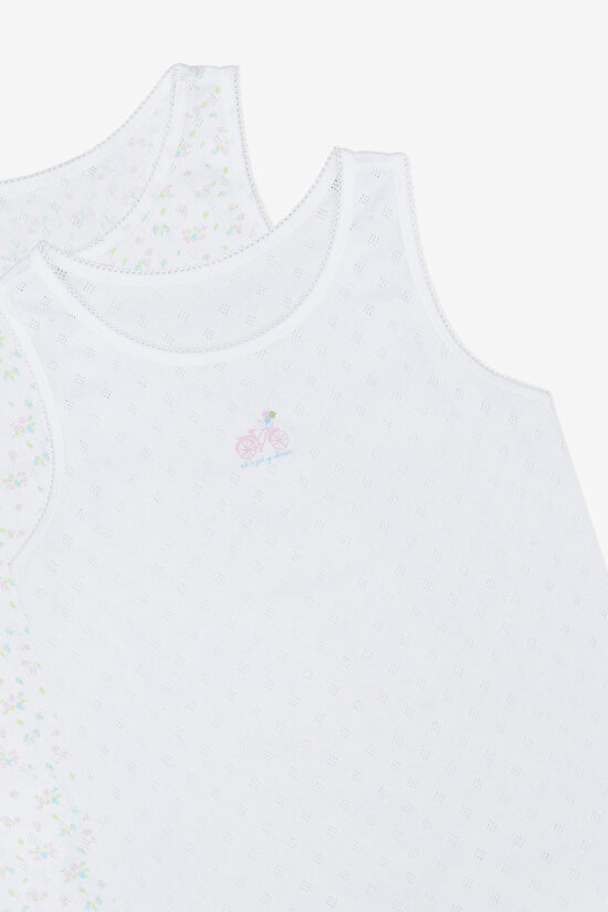 Girls Tiny Flowers 2in1 Multi Colour Vest - 4