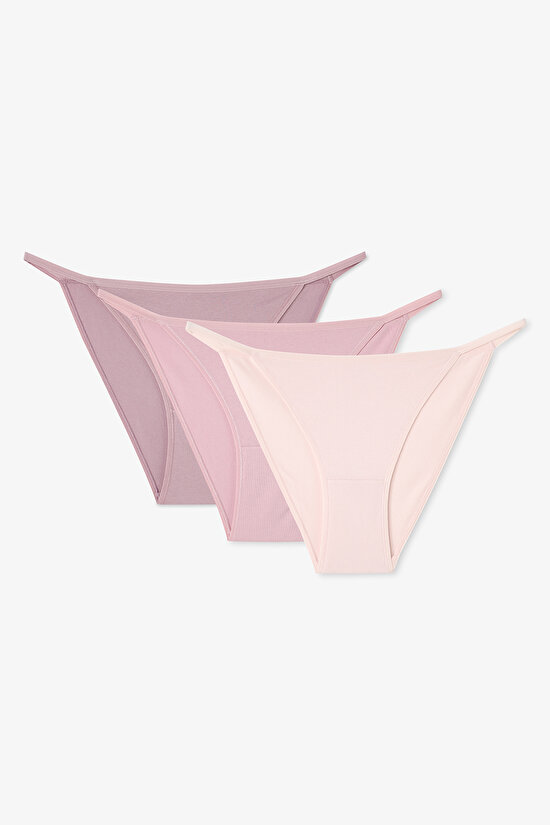 Renkli Deep Clay 3'lü Strappy Slip Külot - 1