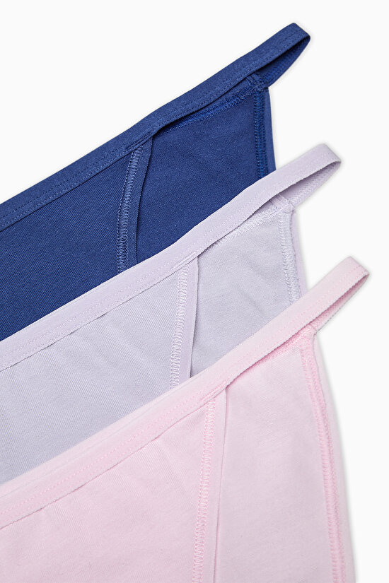Strappy Pamuklu 3lü Çok Renkli Slip Külot - 5