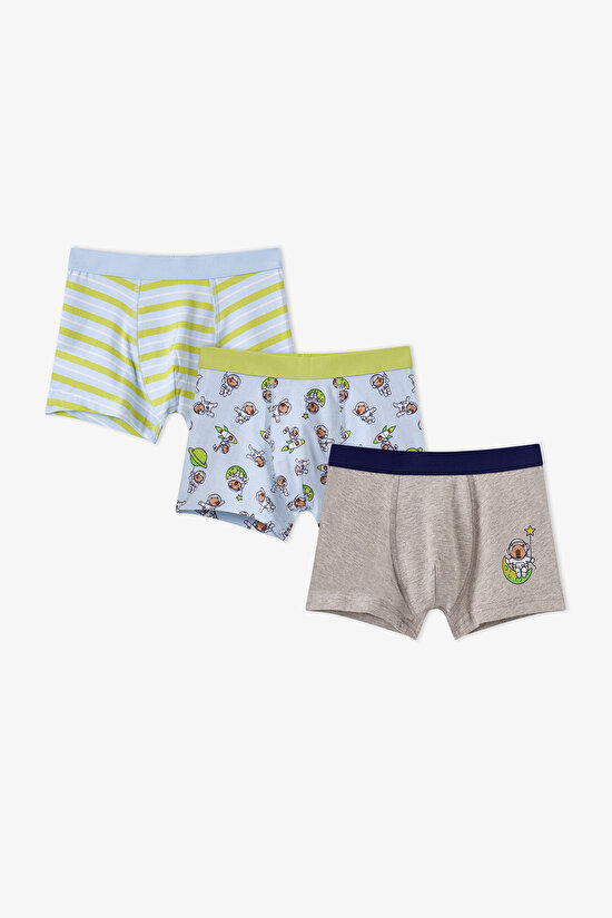 Boys' Blue Capybaras Space Animal Print 3 Pack Boxers - 1