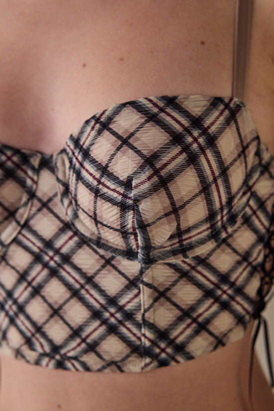 Balconette Crop Bustier with Strap Detail - 3