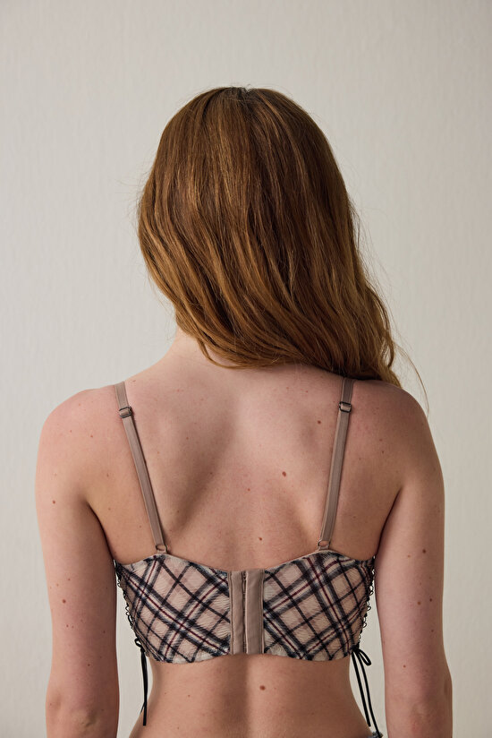 Balconette Crop Bustier with Strap Detail - 5