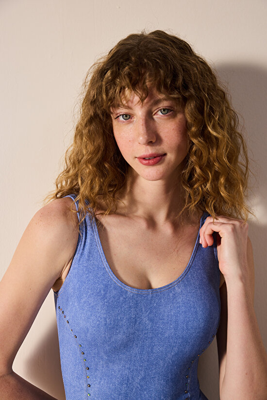 Jade Sport Zımbalı ve Taşlı Çok Renkli Mayo - Gamze Erçel Koleksiyonu - 4