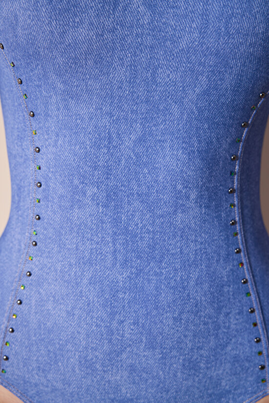 Jade Sport Zımbalı ve Taşlı Çok Renkli Mayo - Gamze Erçel Koleksiyonu - 5