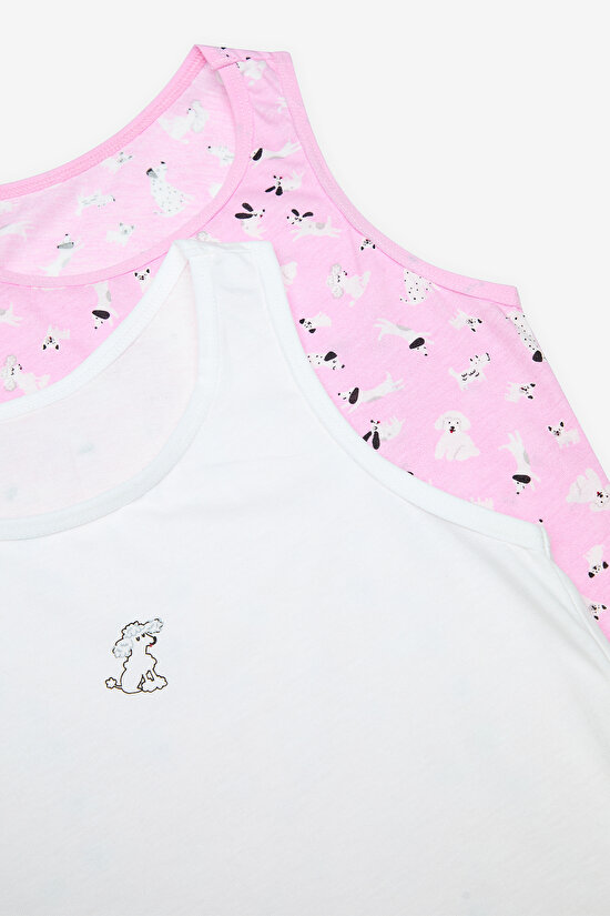 Kız Çocuk Dog Family Pamuklu 2li Çok Renkli Atlet - 4