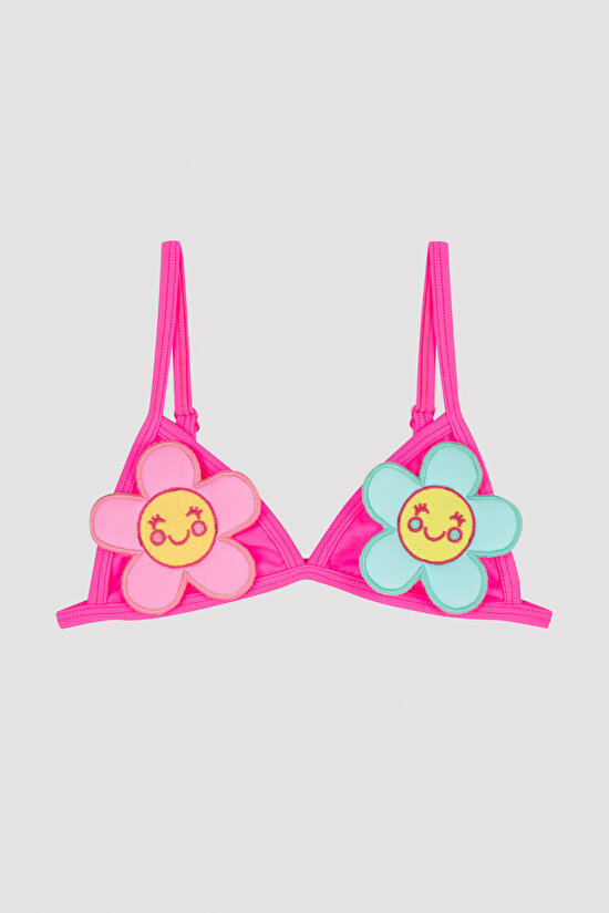 Kız Çocuk Papatya Desenli Üçgen Bikini Takımı - 2