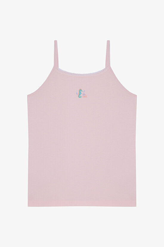 Kız Çocuk Deniz Baskılı Seahorse Pamuklu 2'li Atlet - 3