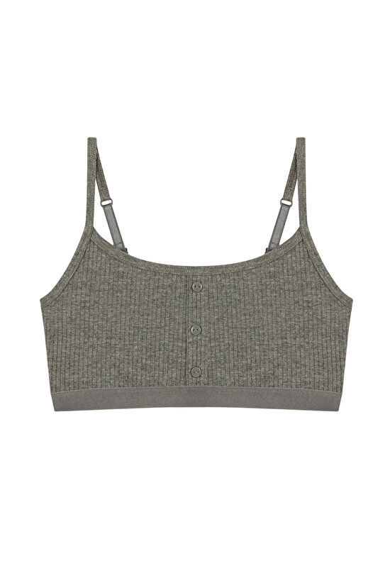 Çok Renkli Teen Grey Button Rib 2li Yarım Atlet - 3