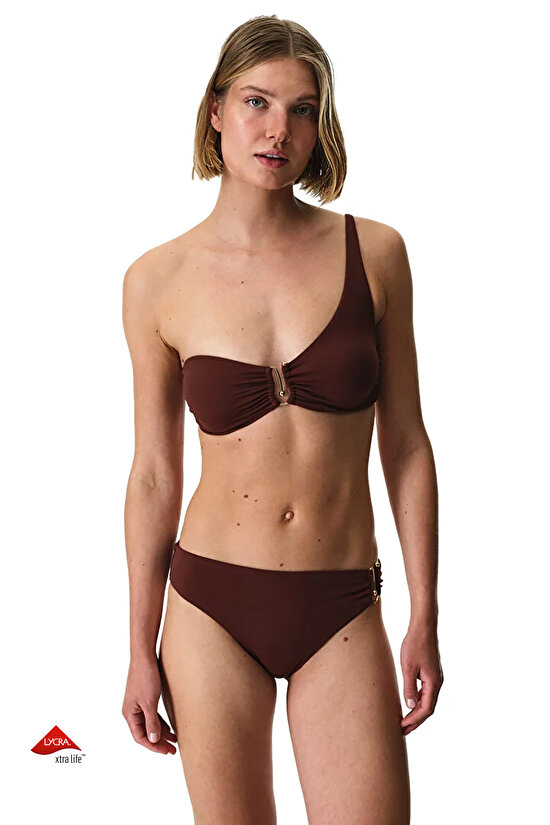 Kahverengi Jasmine Tek Omuz Bikini Üstü - 3