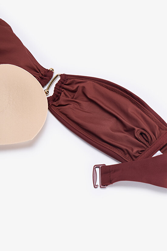 Kahverengi Jasmine Tek Omuz Bikini Üstü - 6