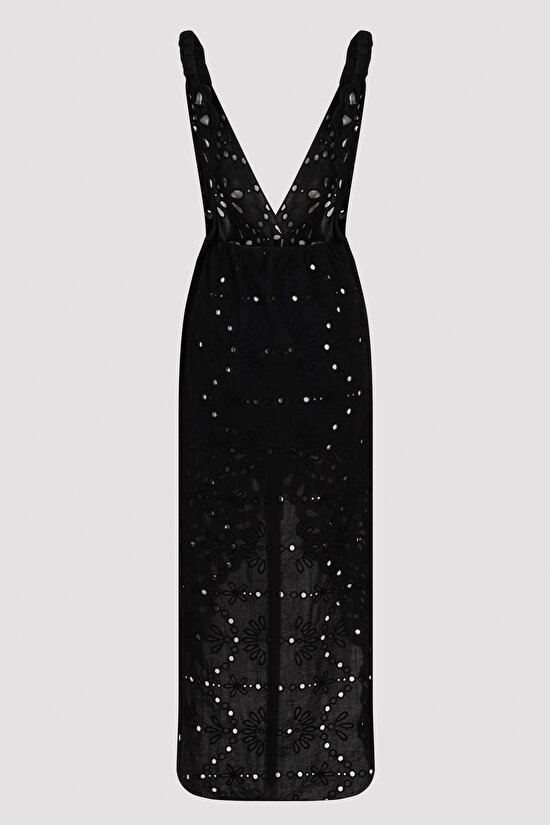 Siyah Güpürlü Dantel Kumaşlı Rita Plaj Elbisesi - Özgür Masur Koleksiyonu - 5