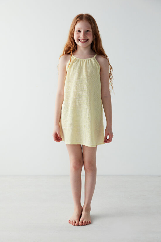 Kız Çocuk Sarı Basic Elbise - 2
