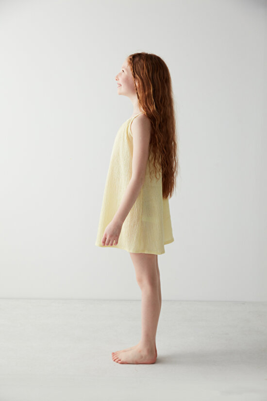 Kız Çocuk Sarı Basic Elbise - 3