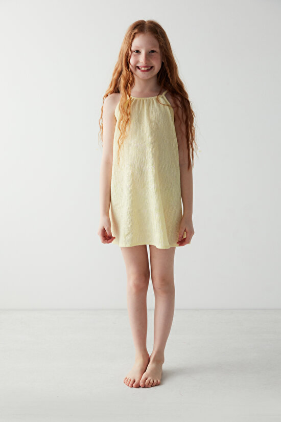 Kız Çocuk Sarı Basic Elbise - 4