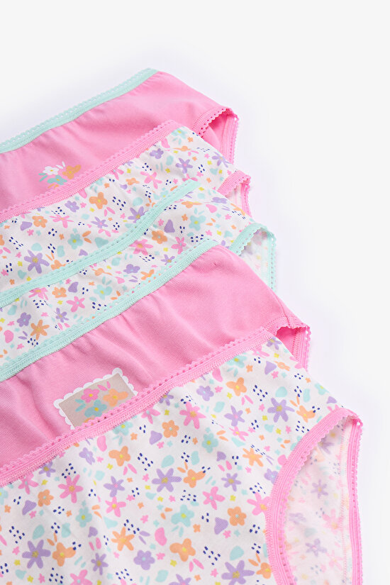Pembe Kız Çocuk Popflower Pamuklu 5'li Slip Külot - 7