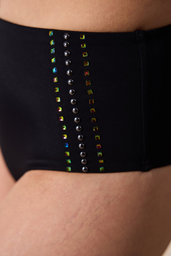 Cara High Stony Black Bikini Bottom - Gamze Erçel Collection - 4