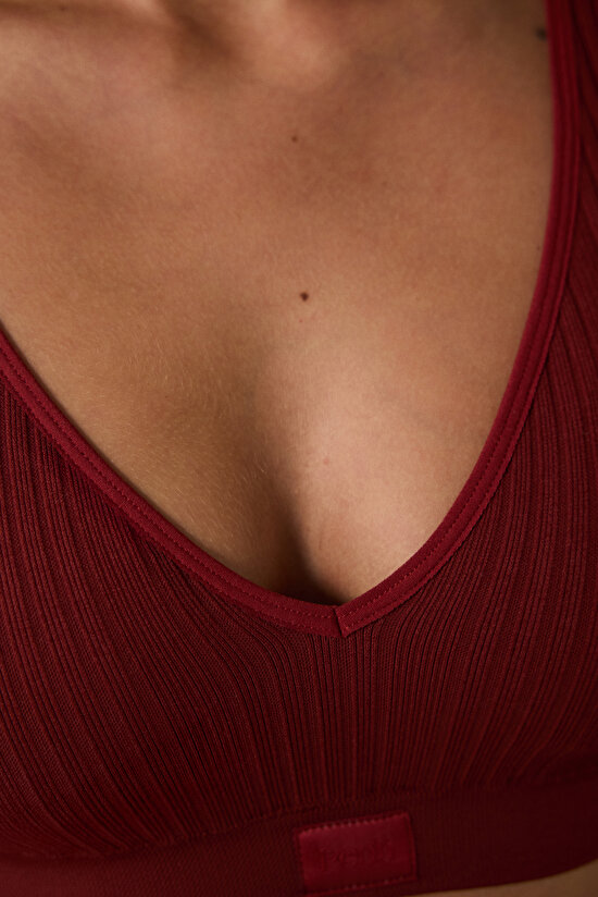 Bordo Dikişsiz Balensiz Kalın Askılı Bralet Sütyen Bordo Dikişsiz Balensiz Kalın Askılı Bralet Sütyen - 3