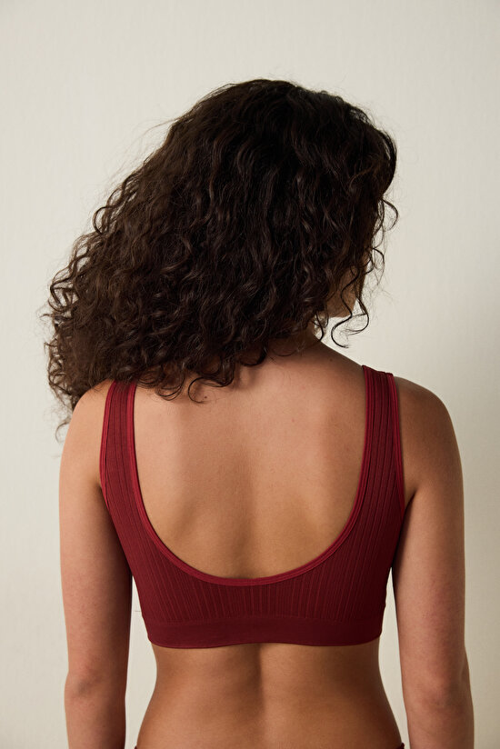Bordo Dikişsiz Balensiz Kalın Askılı Bralet Sütyen Bordo Dikişsiz Balensiz Kalın Askılı Bralet Sütyen - 4