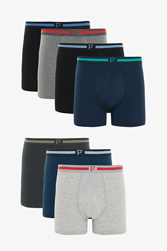 Erkek Basic Colors 7li Çok Renkli Boxer Külot - 10