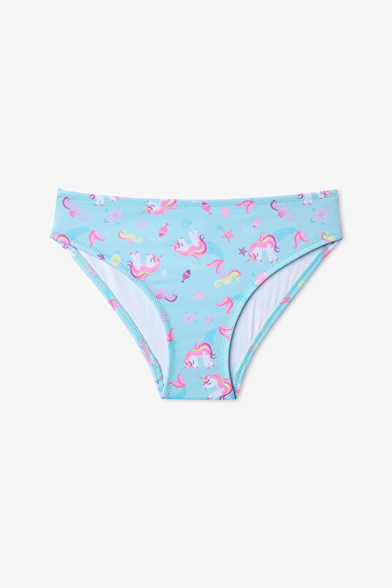 Renkli Kız Çocuk Unimermaid Halter Bikini Takımı - 3