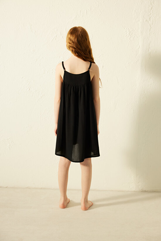 Kız Çocuk Tassel Siyah Elbise - 4