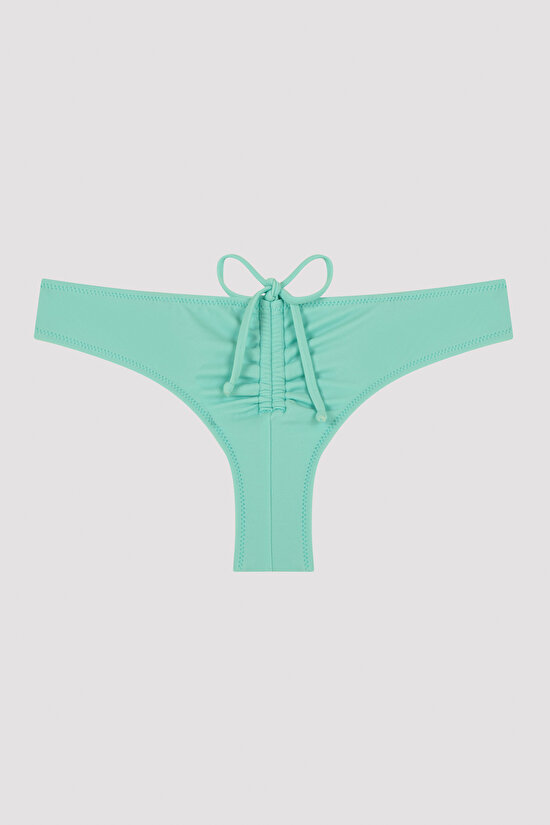 Mint Yeşili Basic Arkası Büzgü Detaylı Cheeky Bikini Altı - 5