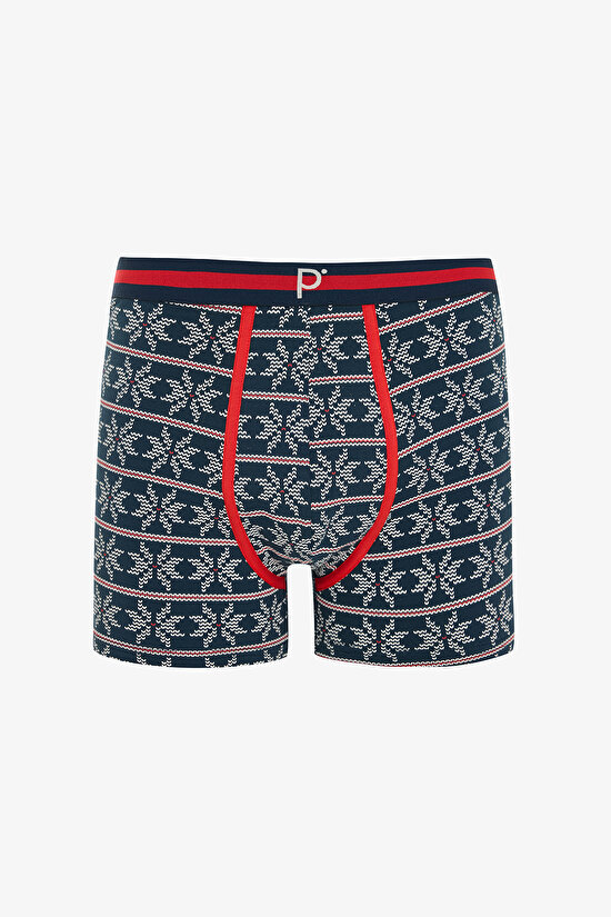 Erkek Yeni Yıl Desenli 3'lü Boxer - 4