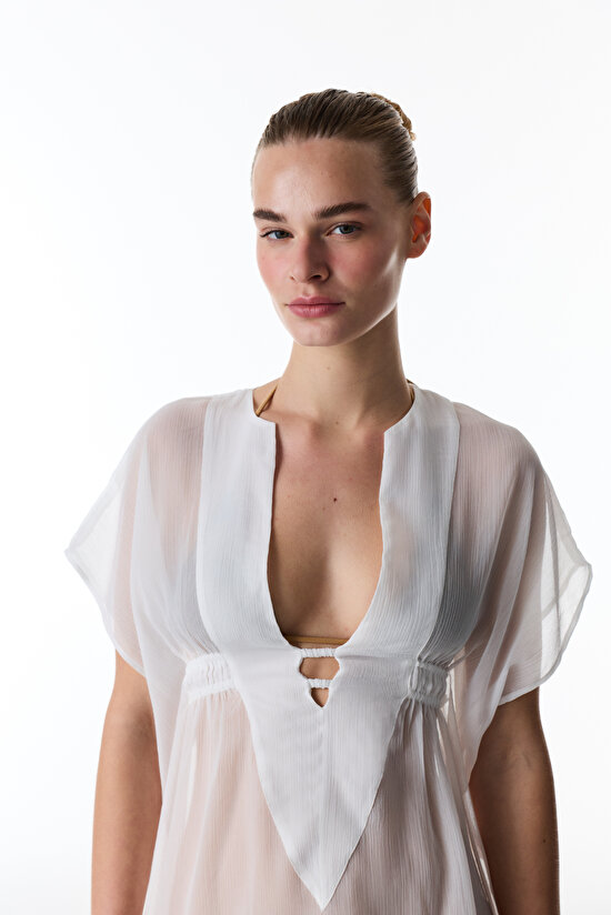 Beyaz Basic Kaftan - 3