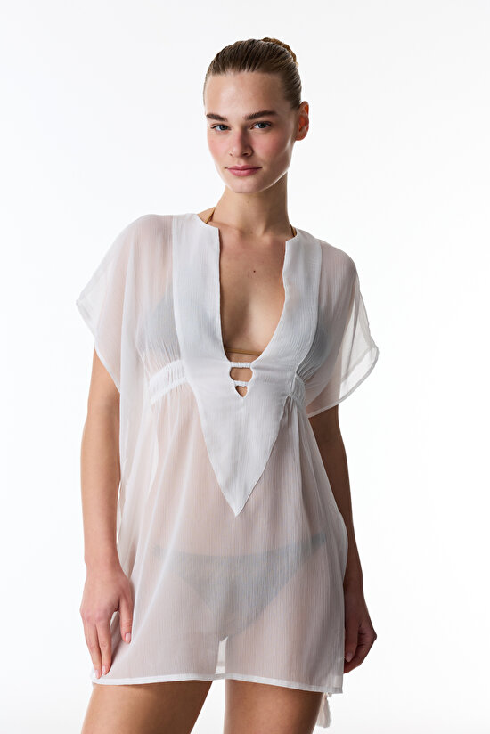 Beyaz Basic Kaftan - 5