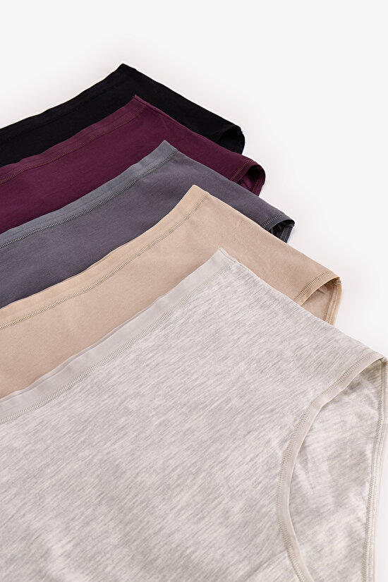 Dark Mauve Yüksek Bel 5'li Slip Külot - 2