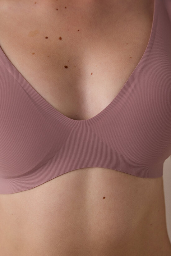 Gül Kurusu Fit Dikişsiz Balensiz Çıkarılabilir Kaplı Dekolte Sütyen - 4