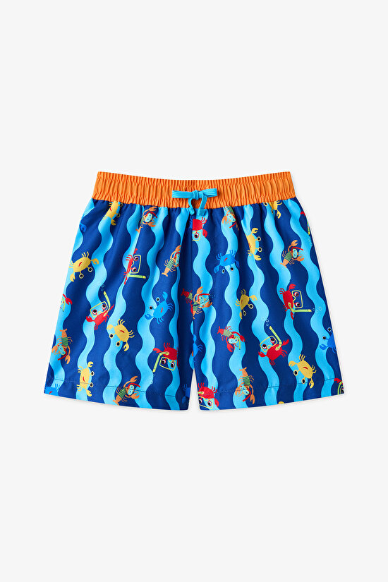 Multicolor Boys Crazy Marine Swim Shorts - 1