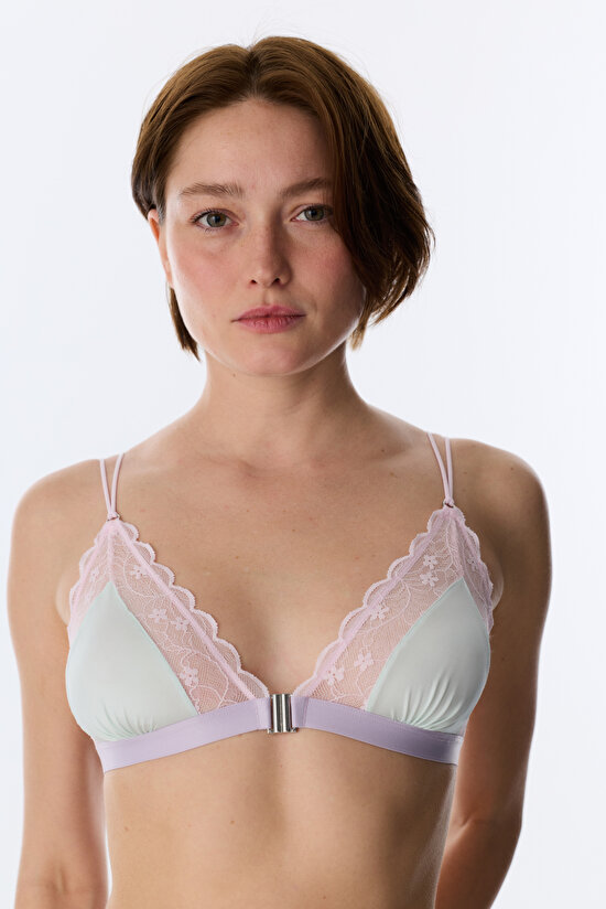 Su Yeşili Micro Lace Dantel Üçgen Sütyen - 1