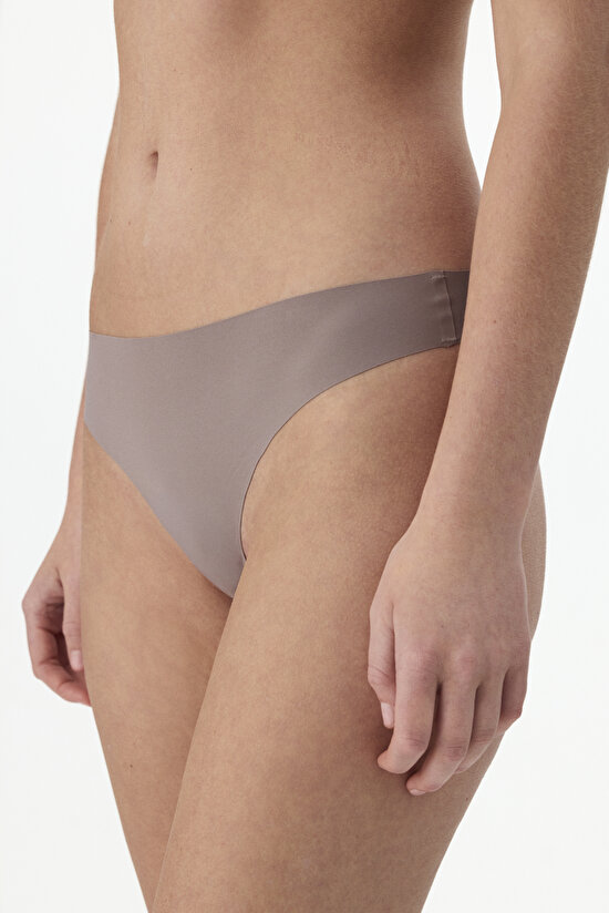 Grey Invisible Laser-Cut Thong Briefs - 1