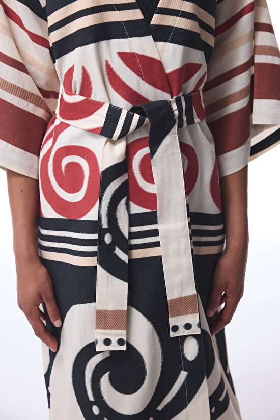 Etnik Desenli Shay Uzun Kimono - 7
