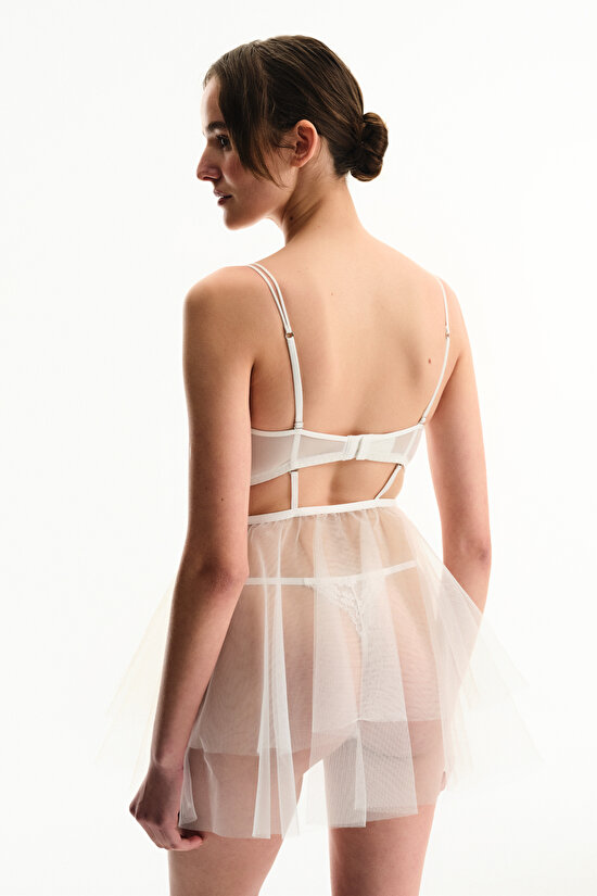 Kırık Beyaz Removable Skirt Babydoll - 3