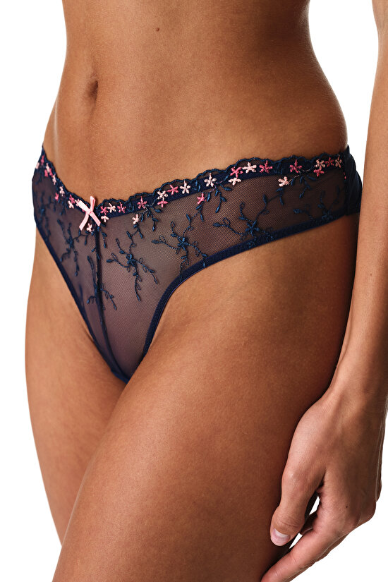 Lacivert Broidery Brazilian Külot - 1