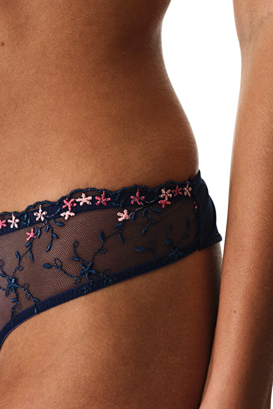 Lacivert Broidery Brazilian Külot - 3