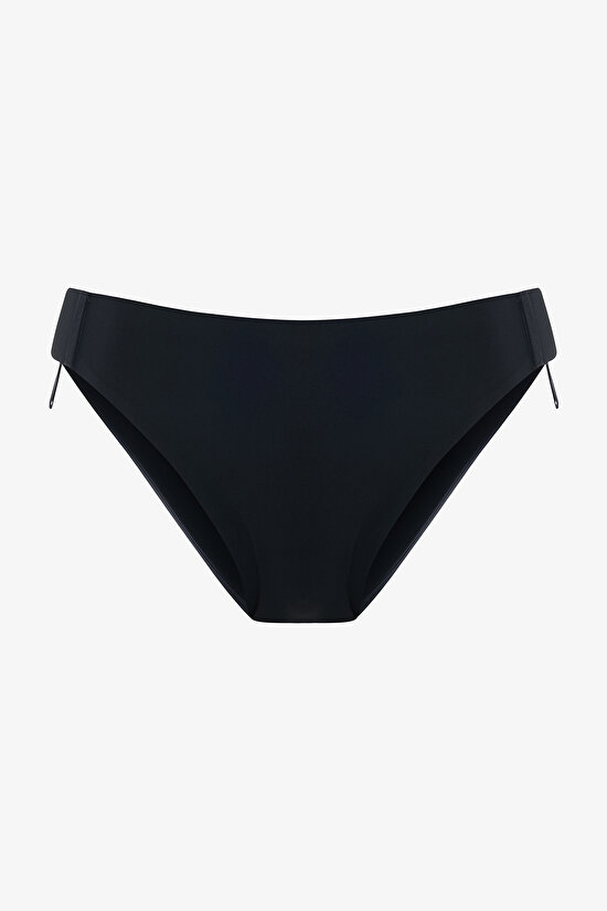 Siyah Dikişsiz İz Yapmayan Orta Bel Slip Külot - 1