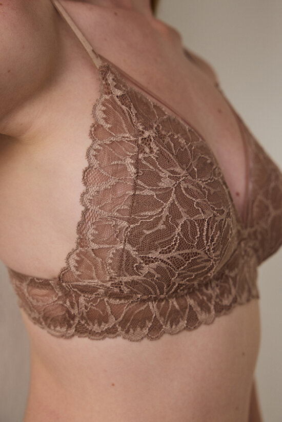 Light Brown Luna Lace Non-wired Push Up Bra - 3