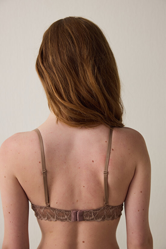 Light Brown Luna Lace Non-wired Push Up Bra - 4