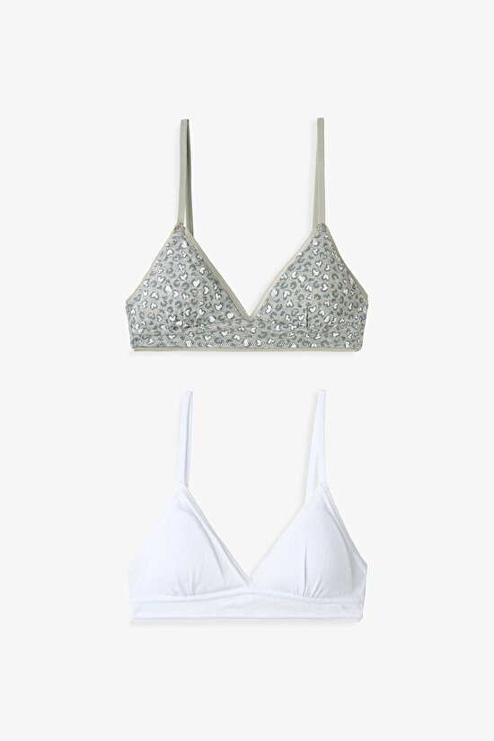 Kız Çocuk Leopar Desenli 2'li Pedli Alıştırma Sütyeni - 1