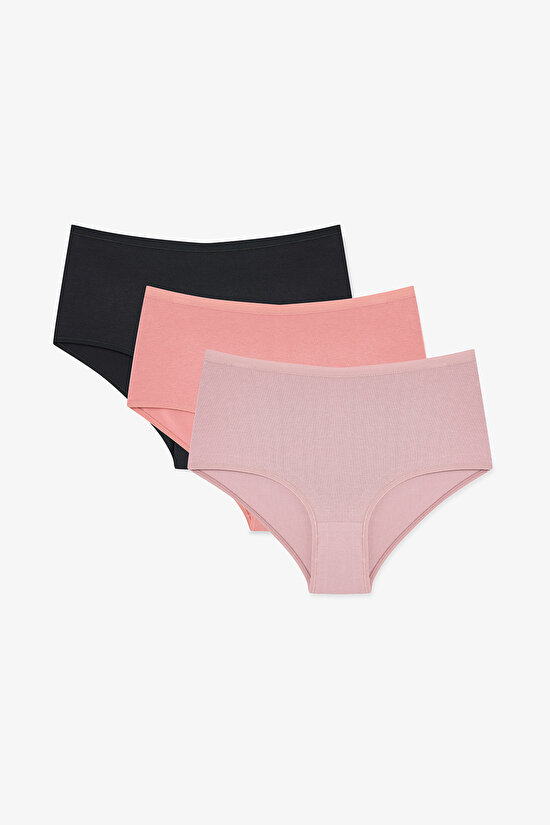 Çok Renkli Earth Tones 3lü Highwaist Slip Külot - 1