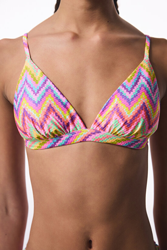 Zigzag Desenli Üçgen Bikini Üstü - 3