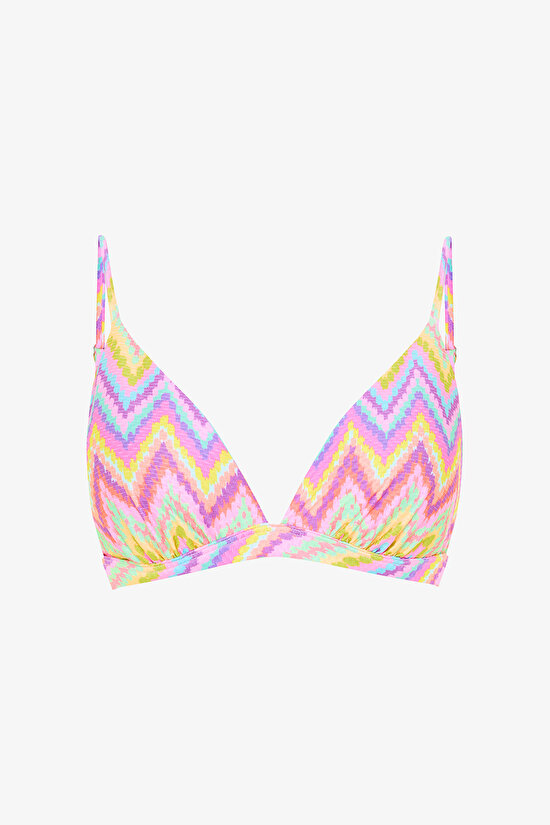 Zigzag Desenli Üçgen Bikini Üstü - 6