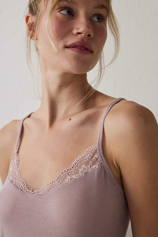 Bej Cashmere Blend Thin Strap Atlet - 3